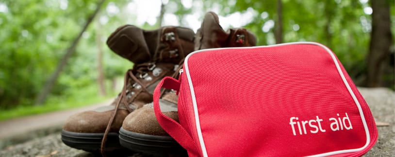 Sneakers and first aid kit